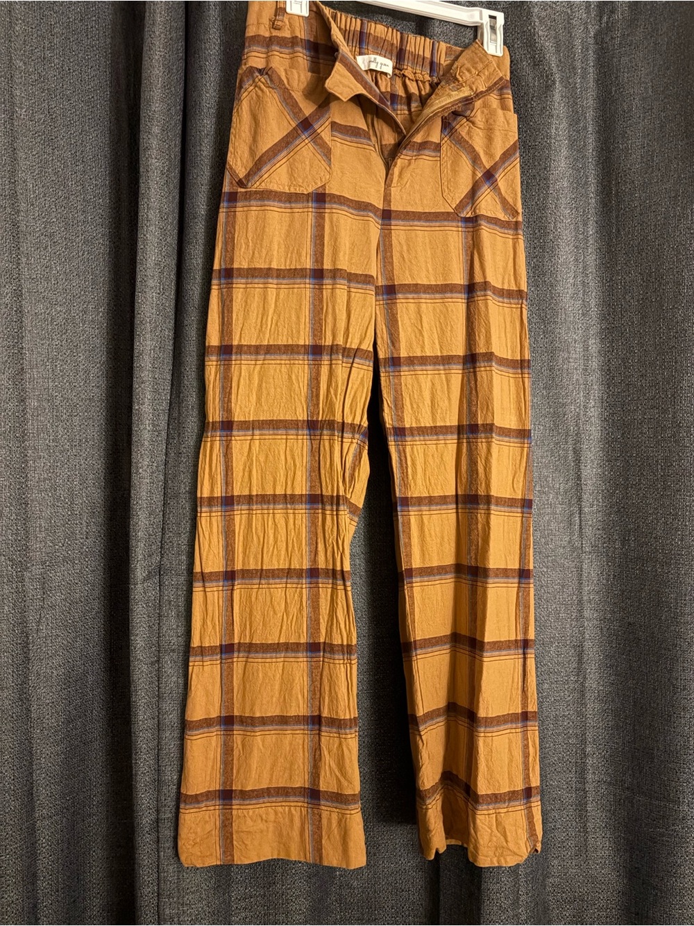 Women’sMustard Plaid Lightweight Casual Pants
